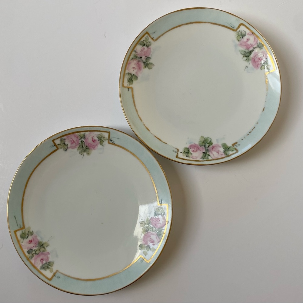 Bavaria Hutschenreuther Plate Antique Pink Flower Gold Detail 6” Dessert Salad